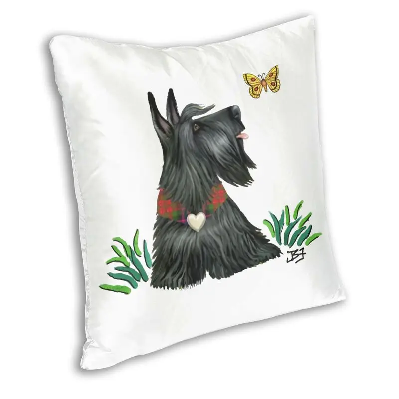 Scottish Terrier Watching A Butterfly Cushion Cover Sofa Home Decorative Scottie Dog Square Throw Pillow Cover 40x40