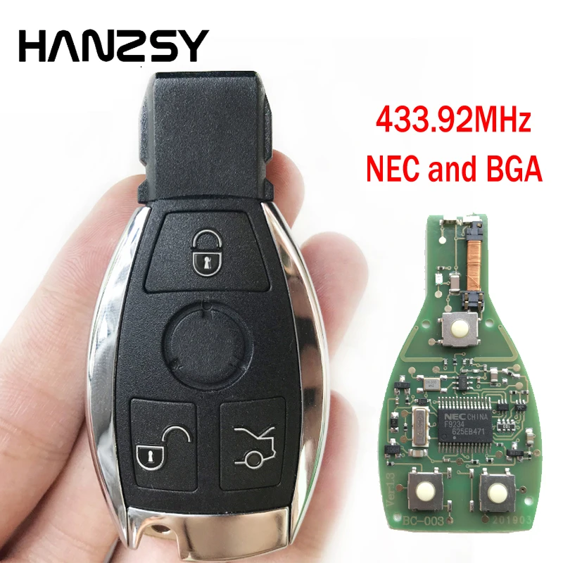 Chiave intelligente a 3 pulsanti 433.92MHz/315MHz per mercedes Benz 2000 + supporto NEC e BGA chiave telecomando completa chiave automatica non