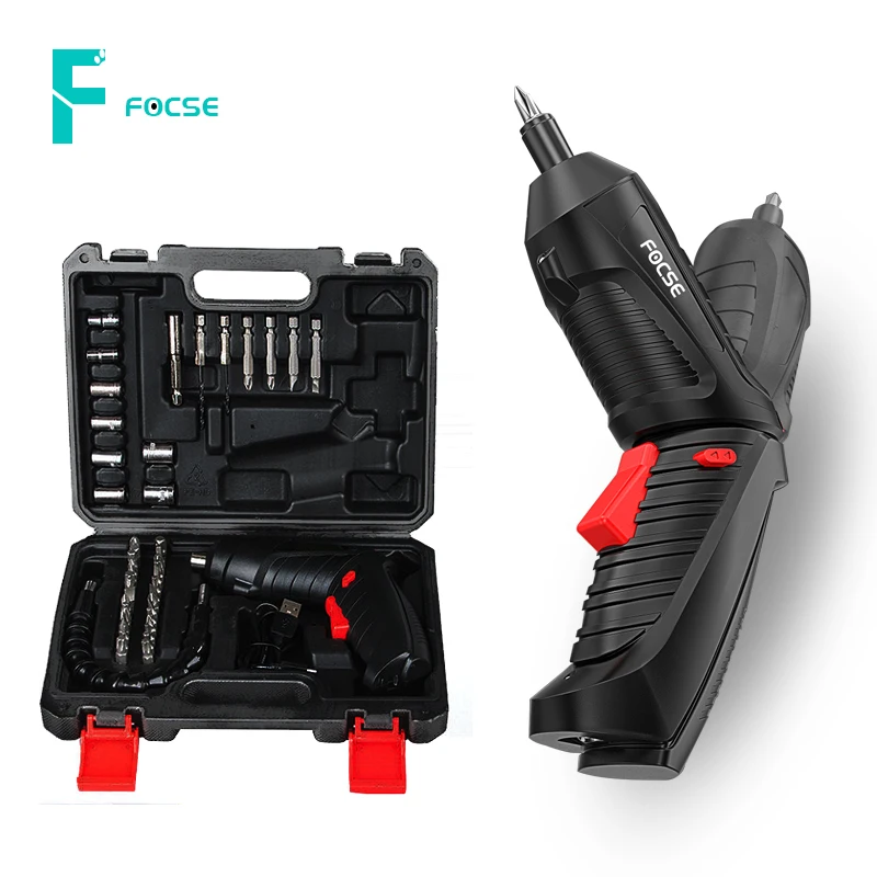 Electric Cordless Screwdriver Keyless Chuck Charging Battery Mini USB Rechargeable Electric Screwdriver Drill Power Tools FOCSE