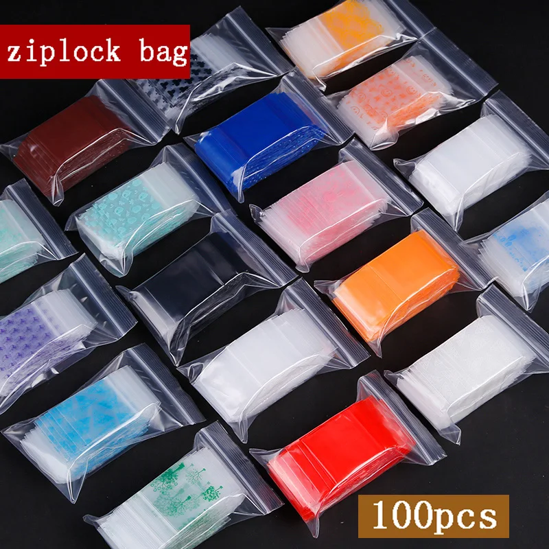 100PCS 4X5cm Small Cute Cheaper Plastic Zipper Print Bags Ziplock Plastic Packaging Pouches Jewelry Candy Pill Pack Thick