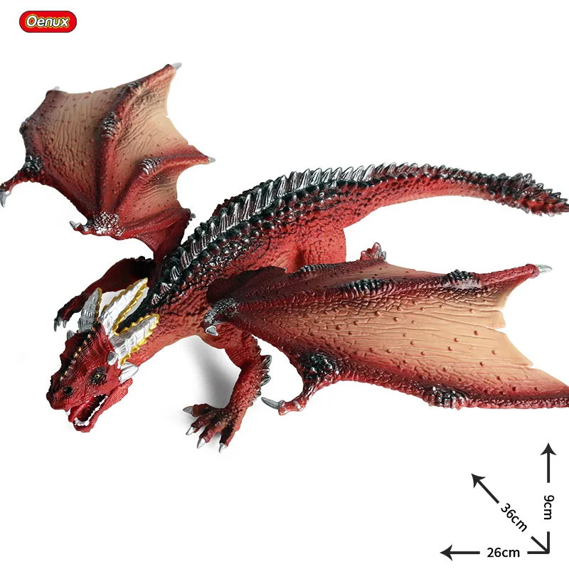 Oenux Simulation Savage Fly Magic Dragon Frost Wyrm Chinese Dragon Monster Action Figures Animals Model Education Kids Toy Gift