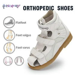 Princepard Summer Kids Orthopedic Sandals Boys Girls Genuine Leather Footwear Toddler Walking Correcting Shoes with Arch Support