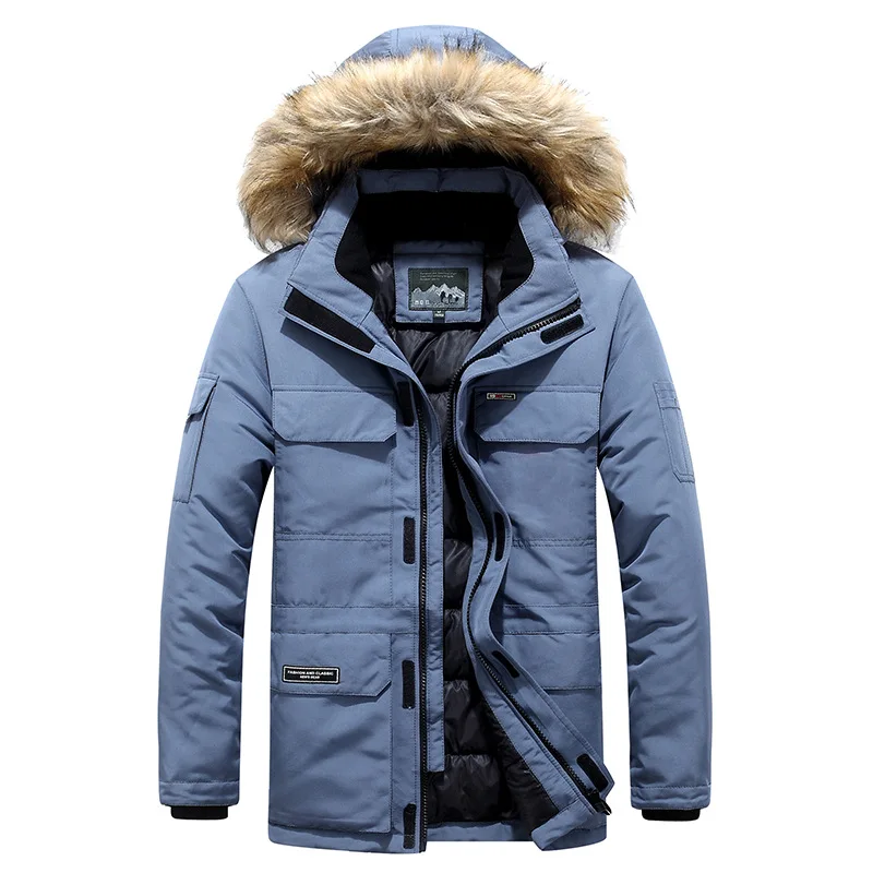 브랜드 Parka Mens 겨울 자켓 캐주얼 따뜻한 두꺼운 후드 모피 칼라 코트 퍼퍼 자켓 남성 남성 방풍 오버 코트 플러스 사이즈 6XL