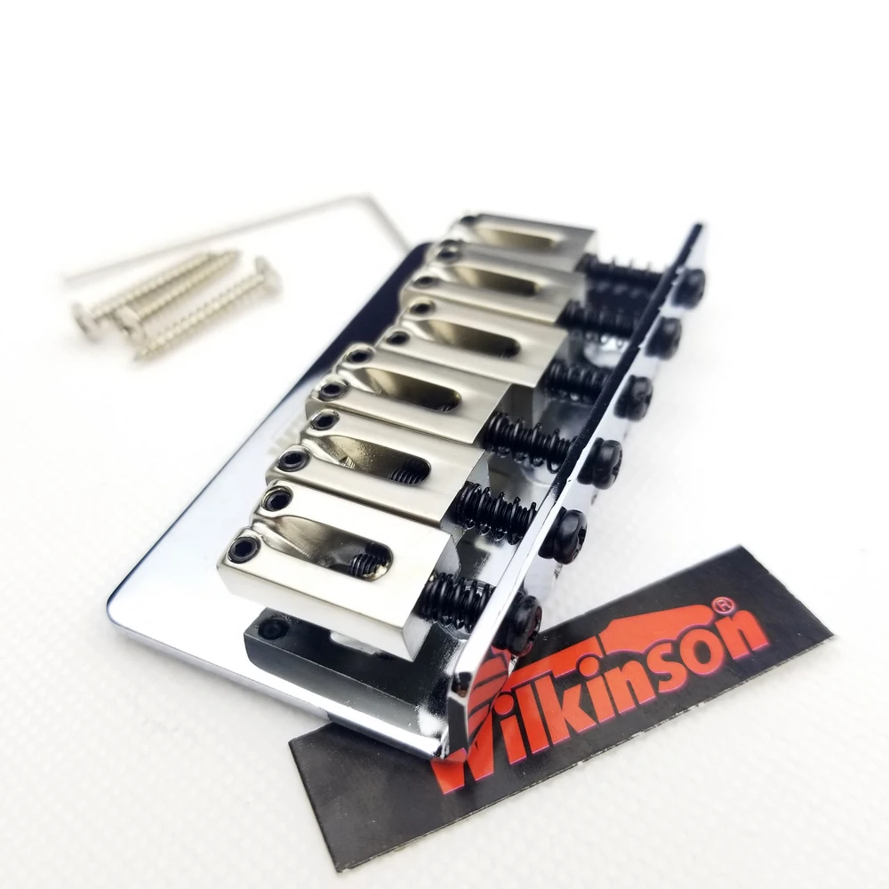 Wilkinson Electric Guitar Fixed Bridge String Thru Bridge Steg Tailpiece string spacing 10.5mm WOF01 Chrome Silver