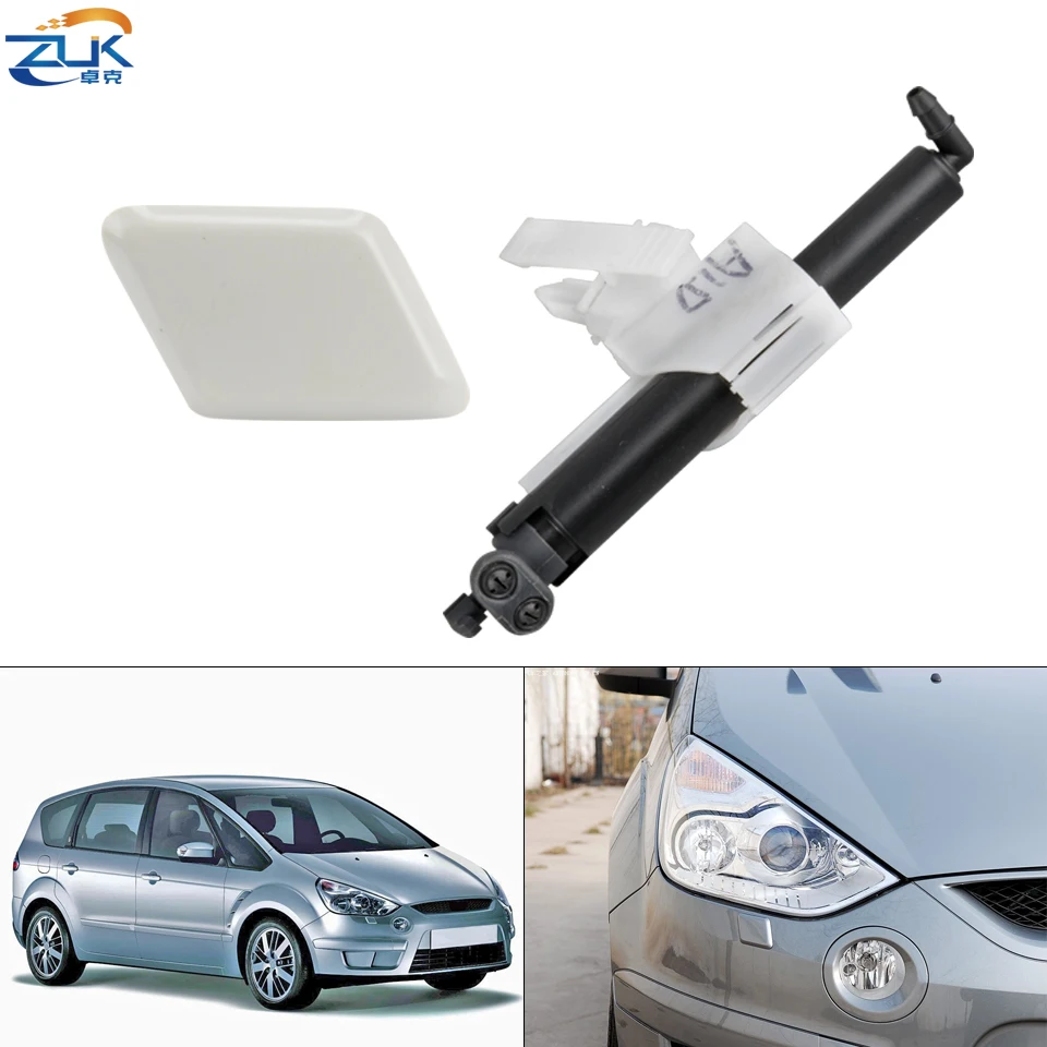 ZUK Headlight Washer Nozzle Headlamp Water Spray Jet Cover Cap For FORD S-MAX 2006 2007 2008 2009 2010 2011 2012 2013 2014 WA6