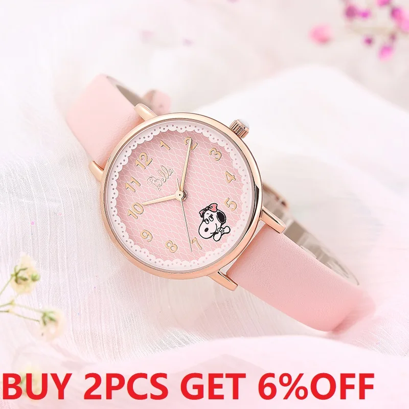 SNOOPY Original Women Fashion Casual Japan Quartz Wristwatch Belle Cartoon Children Student Youth Girl Time New Lovely Cute Lady