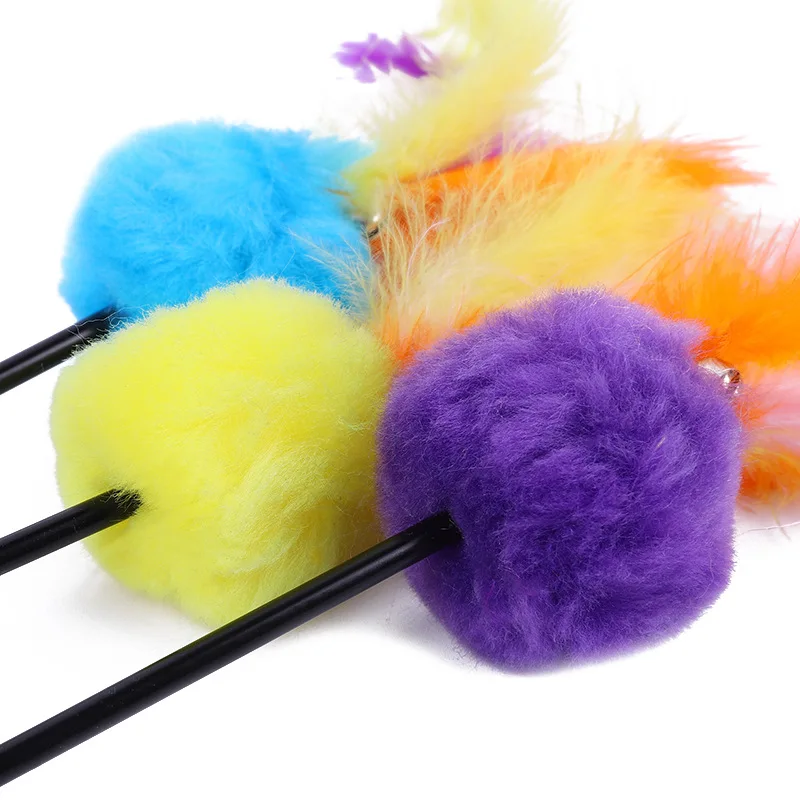 5 stücke Lustige Kätzchen Katze Teaser Interaktive Spielzeug Stange mit Glocke und Feder Spielzeug Für Haustier Katzen Stick Draht Chaser Zauberstab spielzeug Zufällige Farbe – Detail 29