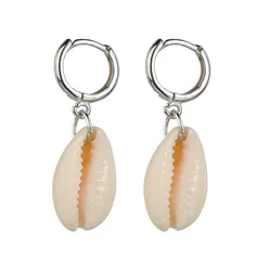 New Fashion Natural Shell Earrings 2cm Gold Silver Color Small Hoop Earrings 2024 Summer Beach Jewelry bijoux