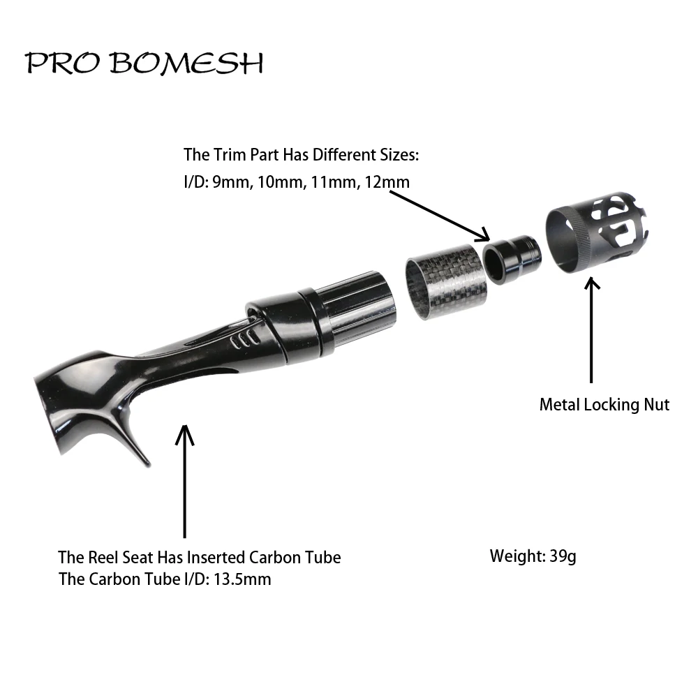 Pro Bomesh 1Set Spray Painted Casting Reel Seat Set Aluminum Locking Nut+3K DIY Fishing Rod Building Component Repair Accessory