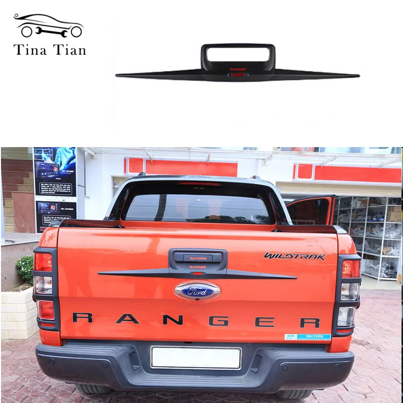 

For Ford Ranger 2012-2020 T6 / T7 Pickup Back Door Molding ABS Plastic Matt Black Trunk Trim Tail Rear Door Door Handle Cover
