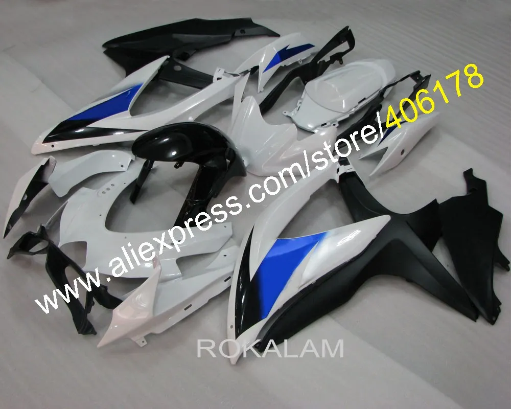 Customized Fairing For Suzuki K8 GSXR600 750 GSXR 2008-2010 White Black Race Motorcycle Body Kits (Injection Molding)