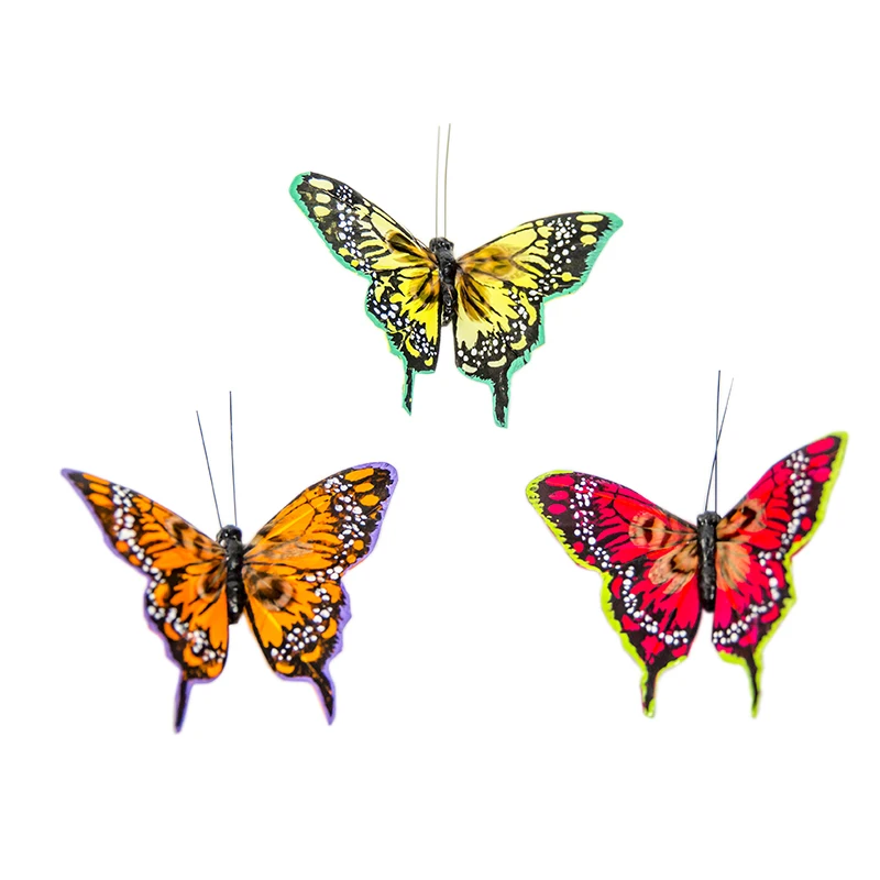 3 pc Simulation feather butterfly scene layout props garden decoration wedding photography home decoration crafts