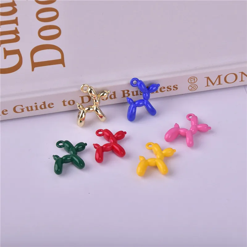 10 개/갑 3D 풍선 개 금속 매력 펜던트 귀걸이 팔찌 DIY 목걸이 보석 만들기