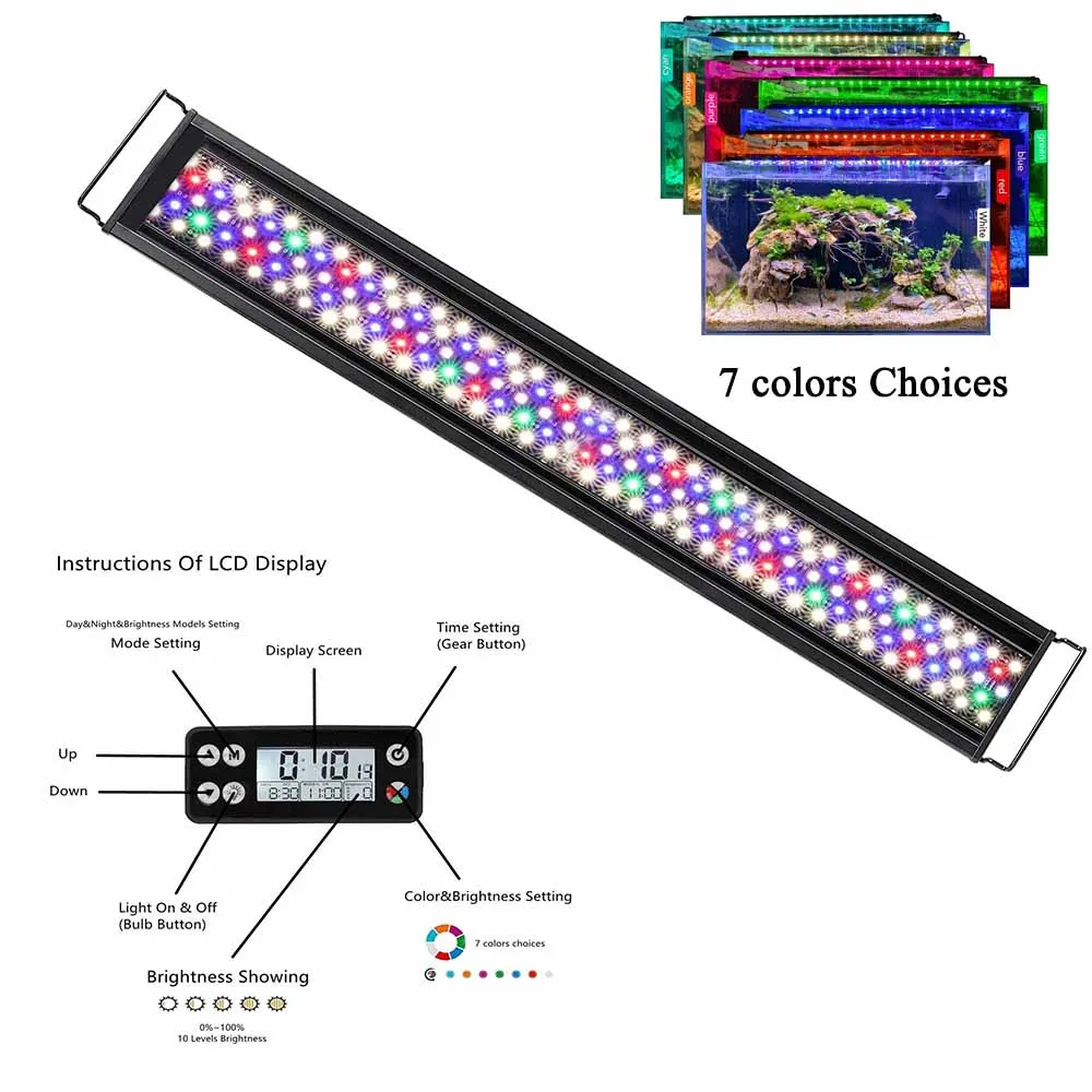 60/75/90/120cm Aquarium Light LED IP68 Full Spectrum Water Lighting for Fish Tank Lamps Lights Plants Wrgb Lightings Accessories