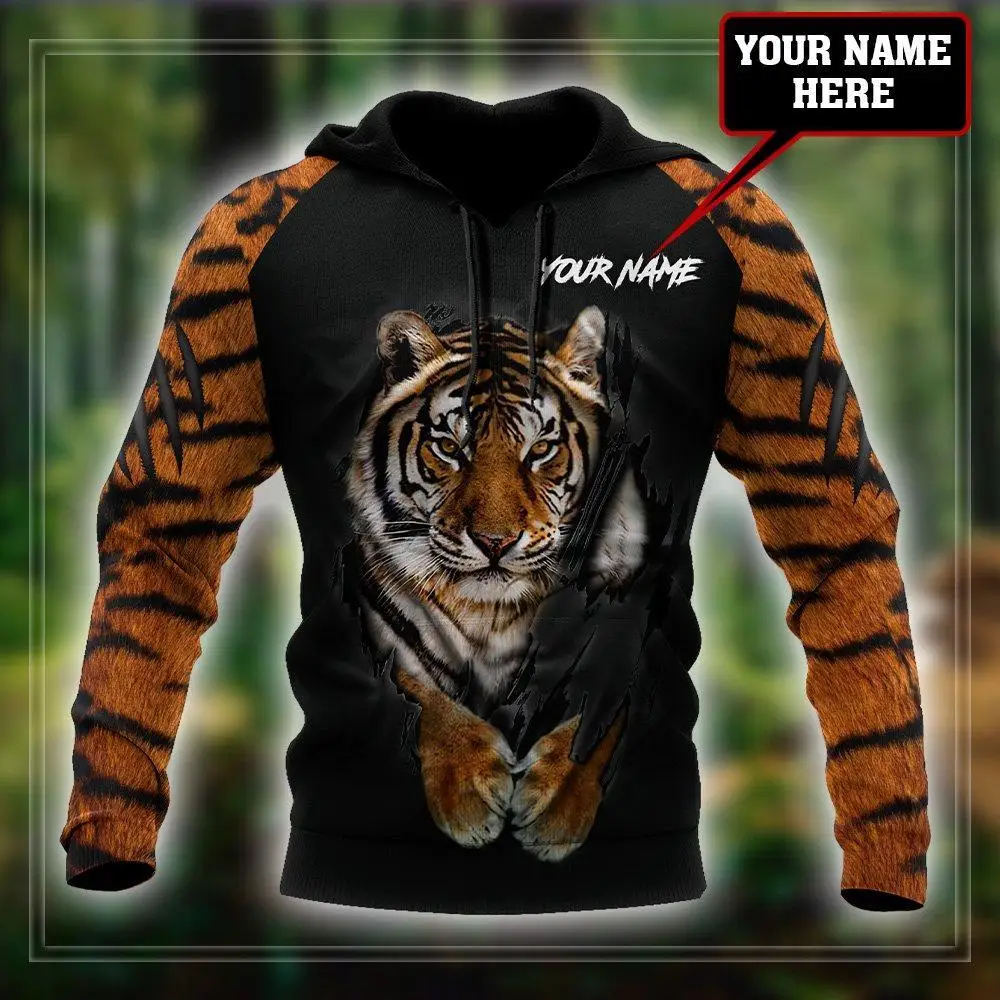 

Customize Name Tiger 3D All Over Printed Men Hoodie Unisex Casual Jacket Pullover Streetwear sudadera hombre DW0422