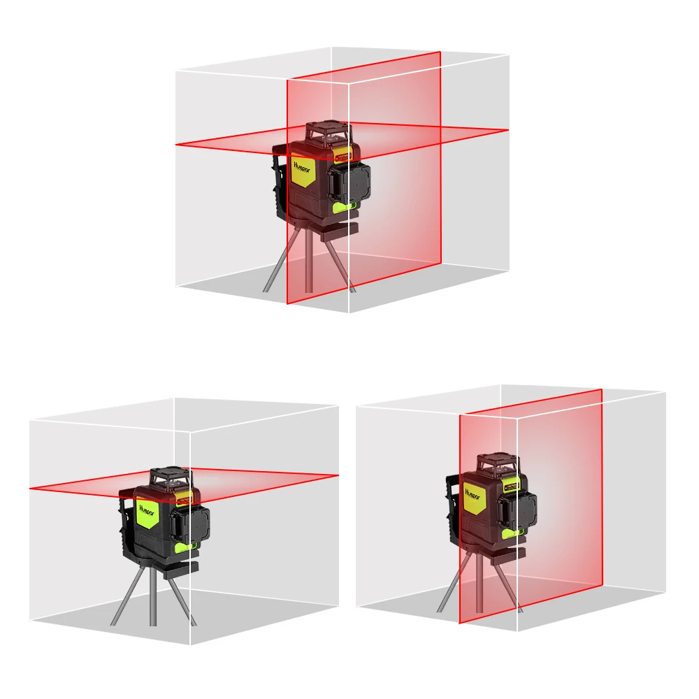 Huepar 2D 8 Lines Laser Level Vertical Horizontal Line Self Leveling 360° Coverage Red Beam Laser Tools With Pulse Mode Bracket