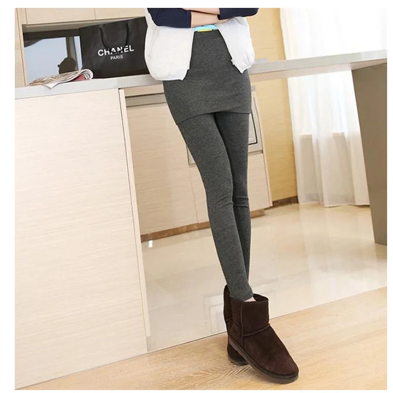 Women Skirt Leggings Thermal Fleece Autumn  Good Stretch Fleece Lined Pants Legging Skirts