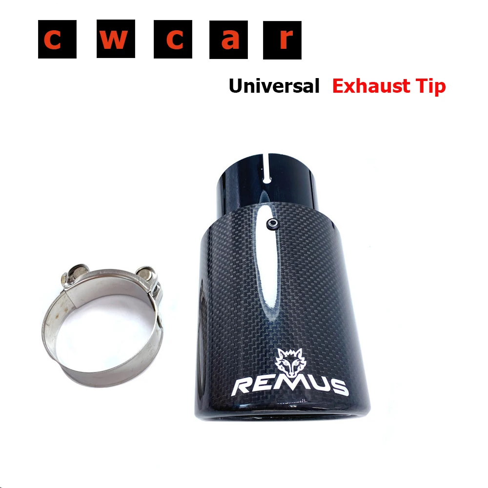 

Car Accessories Universal Modiflcation Stainless Steel Single Exhaust Pipe Full Carbon Remus Glossy Black Cover Muffler Tip