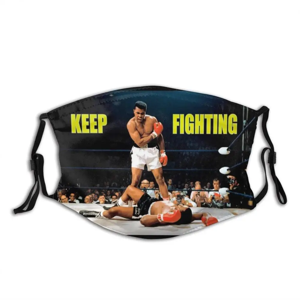 

Keep Fighting Mohamed Ali Print Washable Filter Anti Dust Mouth Mask Muhammad Ali Keep Fight Fighting Boxing Box Motivation