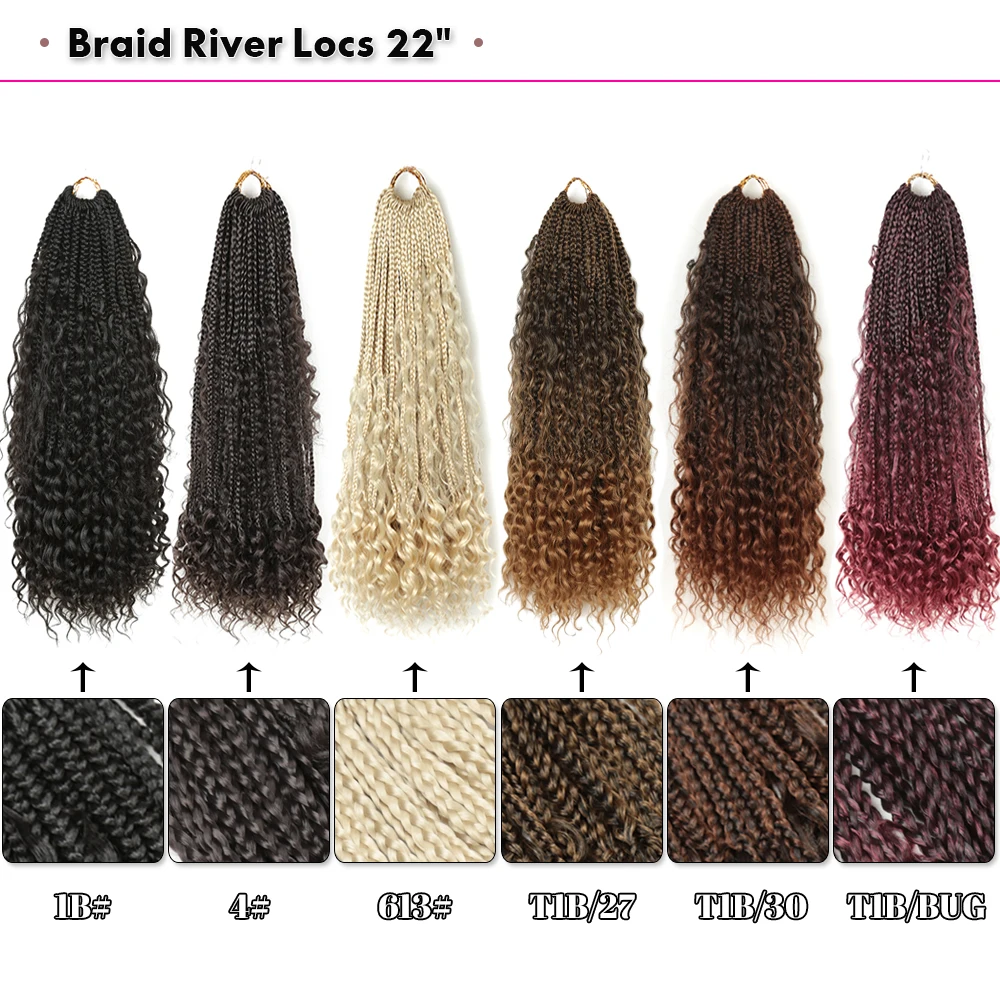 Goddess Box Braids Crochet Hair Fake Braid River Loc Bohomian Prelooped Synthetic Curly African Hair Extensions Hair Expo City