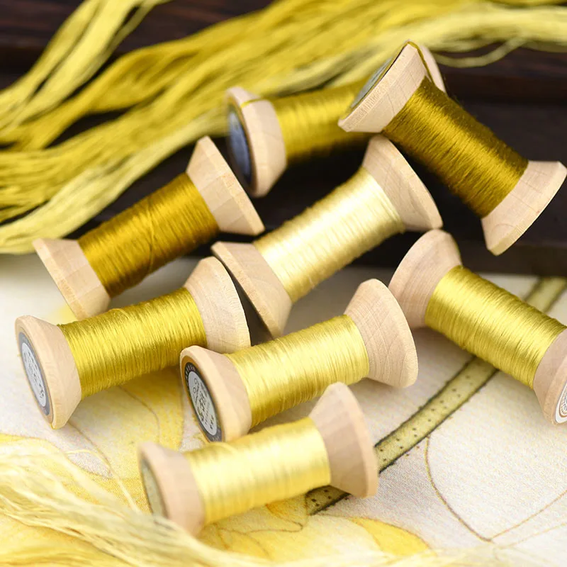 Handmade embroidery embroidery thread spool / silk embroidery thread / wrapped silk silk thread /Lichen yellow/ each 20 meters