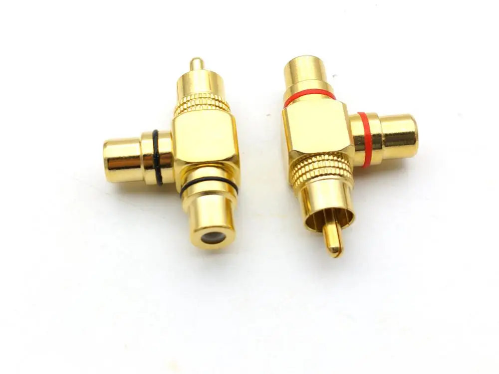 20pcs RCA 1 Male to 2 Female RCA Splitter Adapter AV Video Gold Plated connector