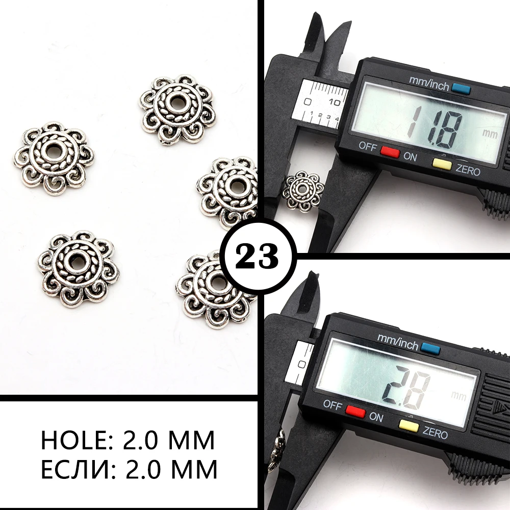 50 stücke Antike Kupfer Splitter Bronze Gold Runde Polygon Hohlen Form Metall Spacer Blume Perlen Kappen Für Schmuck Ketten, Der DIY – Detail 26