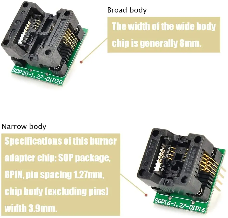 2 шт., модуль-адаптер SOIC8 SOP8-DIP8 для программатора