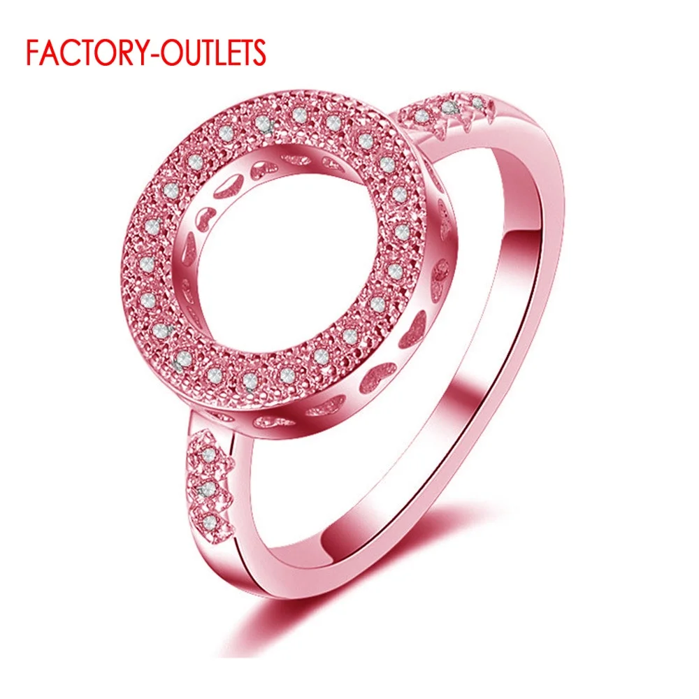 Hot Sale Genuine 925 Silver Needle Round Finger Rings For Women  Hollow Rhinestone Round Rings Fashion Jewelry For Girls Wife