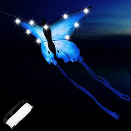 Cometa de mariposa LED de alta calidad para deportes al aire libre, con luces, buena salida de fábrica voladora, novedad