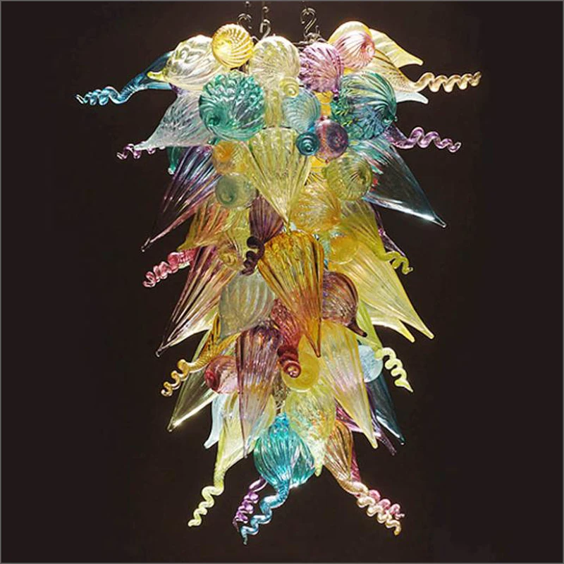 

Colorful Hand Blown Glass Chandelier for Hotel Home Art Decoration Multi Colored Crystal Led Chandelier Light