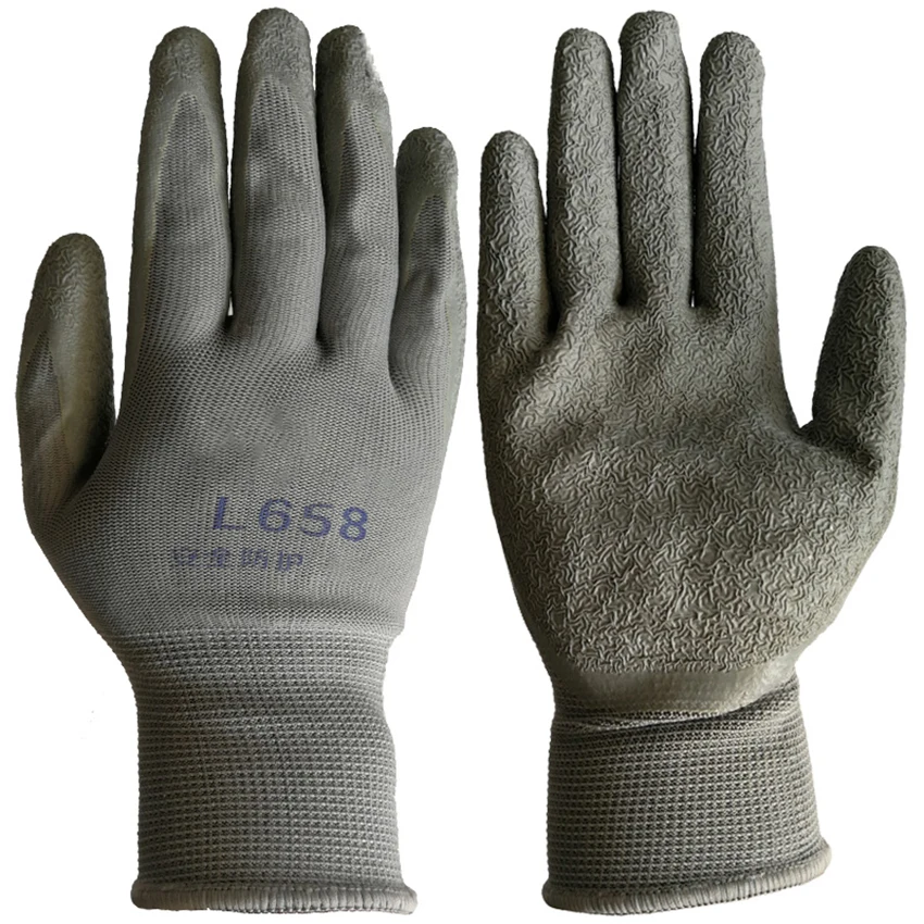 

1 Pair Latex Coated Work Gloves, Nylon Liner Fiber Antiskid Gloves Knit Wrist for Gardening and General Purpose, for Men & Women