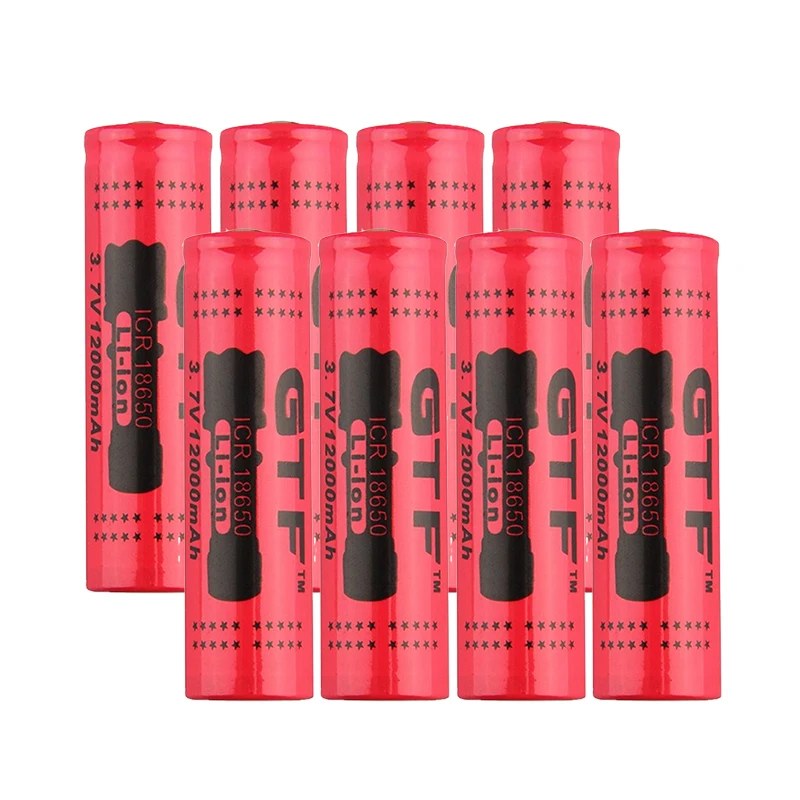 GTF 3.7V 18650 12000mAh Rechargeable Battery 2/4/8pcs Battery + 4 Slots 3.7V 18650 USB charger