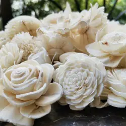 100pcs Sola Wooden Flowers Wedding Assortment Handmade Florid for DIY Crafters Home Decor