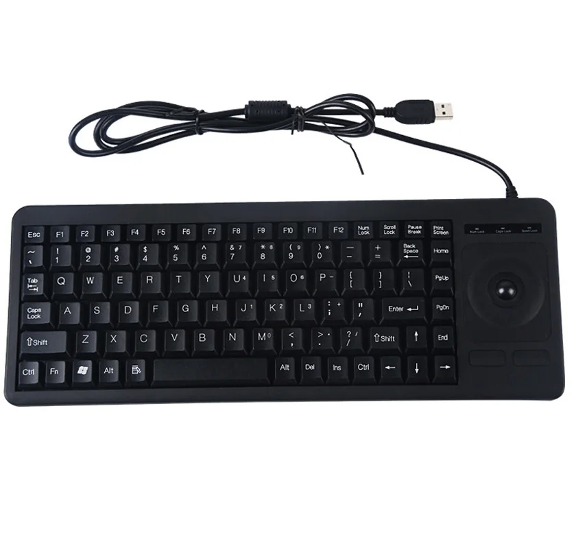 Teclado industrial com trackball mouse ou toque almofada com fio usb cabo 1.5m à prova de água preto 88key usb teclado teclado preto