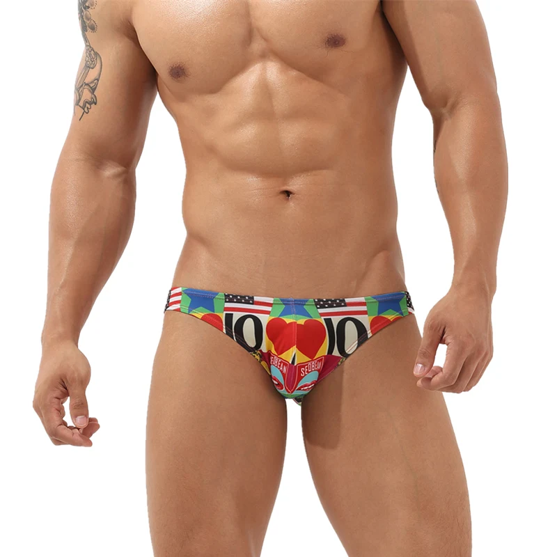 SEOBEAN-bragas estampadas para hombre, ropa interior Sexy, Bikini, a la moda