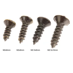 200Pcs Iron Bronze Tone Flat Phillips Head Screws Fit Hinges Recessed Countersunk Self-Tapping Screws M2x6 M2x8 M2.5x8 M2.5x10mm