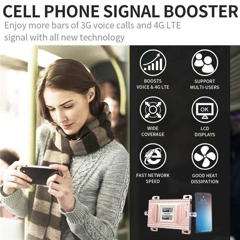 GOBOOST Cellular Amplifier Dual Band 2G 3G 4G 850 900 1700 1800 1900 2100 MHz เครือข่าย Repeater พร้อมชุดเสาอากาศ