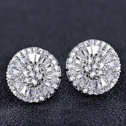 Huitan High Quality Stud Earrings with Brilliant Shape CZ Jewelry Engagement Wedding Earrings for Women Girls