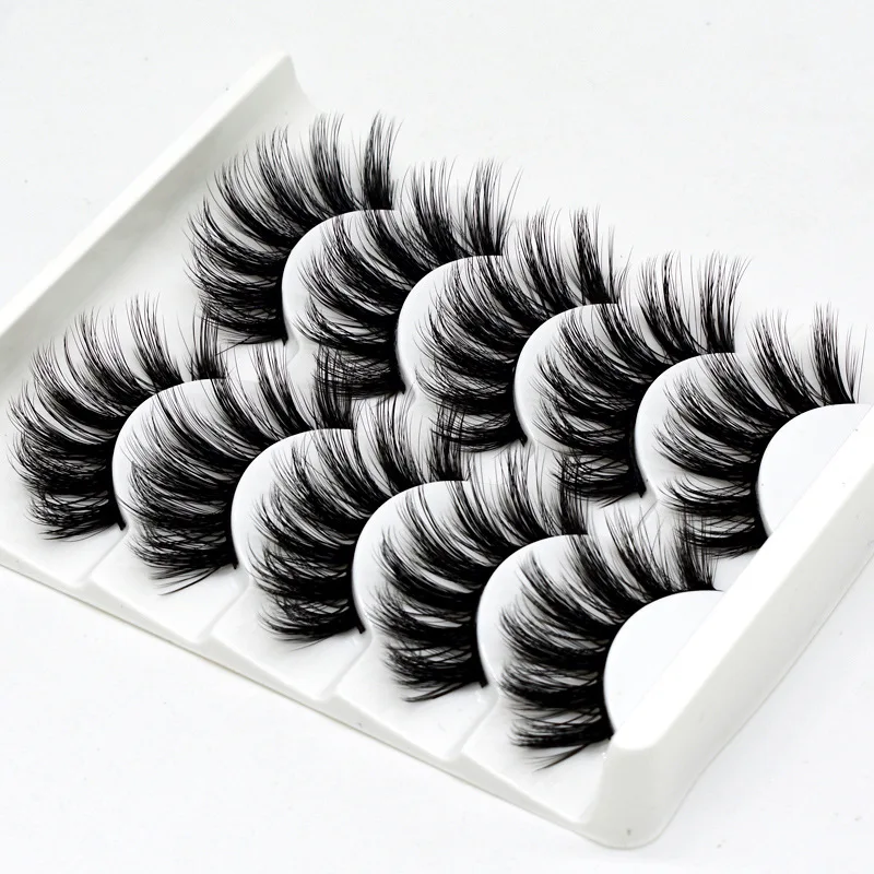 Ferramenta Handmade Soft Mink Eyelash, Natural Grosso, Longo, 3D Extensão dos Cílios Falsos, 5 Pares