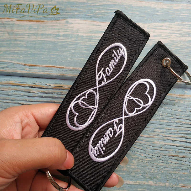 

10 PCs Embroidery Family Infinity Love Keychain Porte Fashion Trinkets Gift Motorcycle Car Key Accessories Lover Key Ring