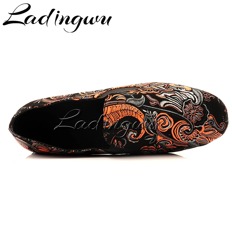 Ladingwu New Style Men Latin Dance Shoes Rumba Tango Dance Shoes Men Salsa National Standard Dance Shoes Embroidery Chinoiserie