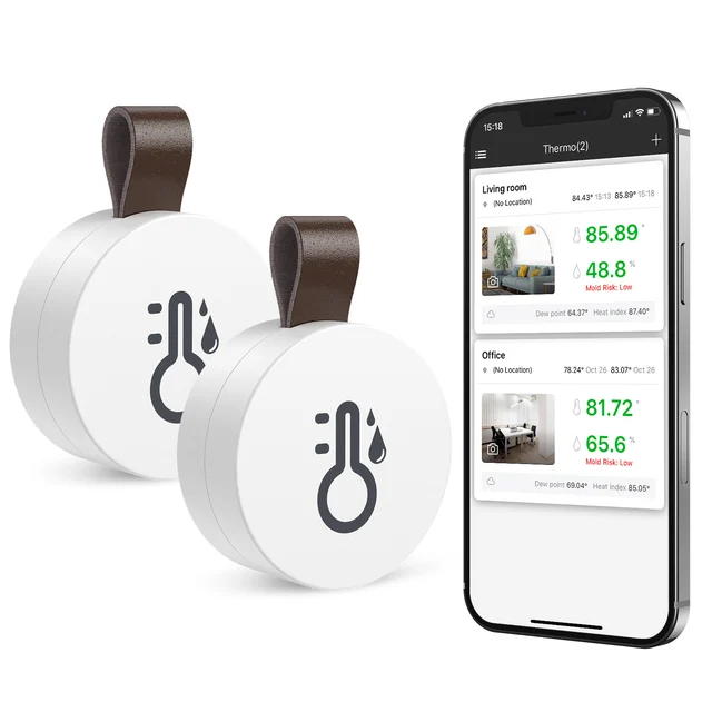 Termometr Higrometr Bezprzewodowy Bluetooth Termometr Zewnętrzny Inteligentny Czujnik Temperatury i Wilgotności do Inteligentnego Domu