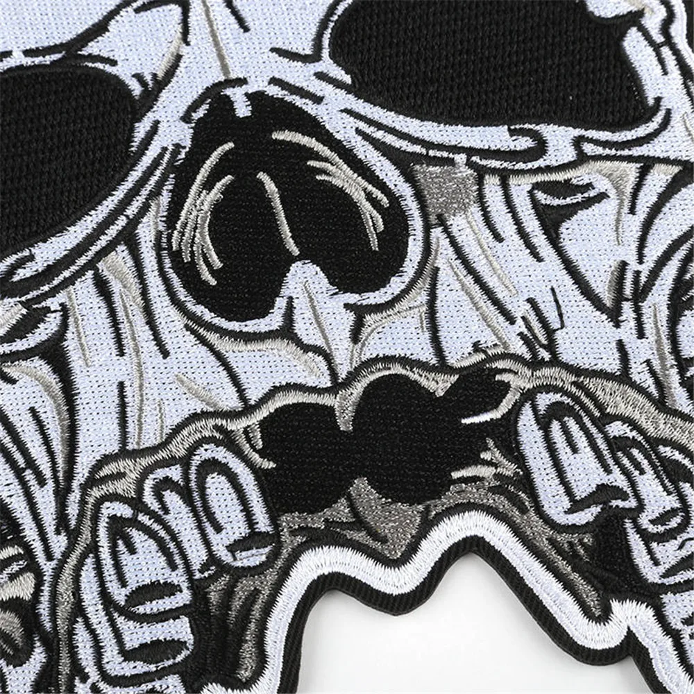 Goth Gothic Patches for Clothing Iron-on Badges Black Applique For Jacket Decorative Ironing Skull Patch On Clothes Stickers