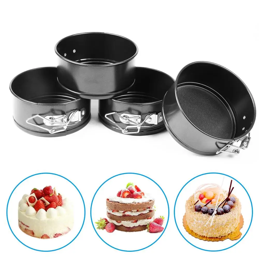 1PC 4 Inch Cake Pans Baking Tin Non-stick Springform Baking Tray Round Leakproof Cheesecake Pans with Bottom Cheesecakes Pizzas