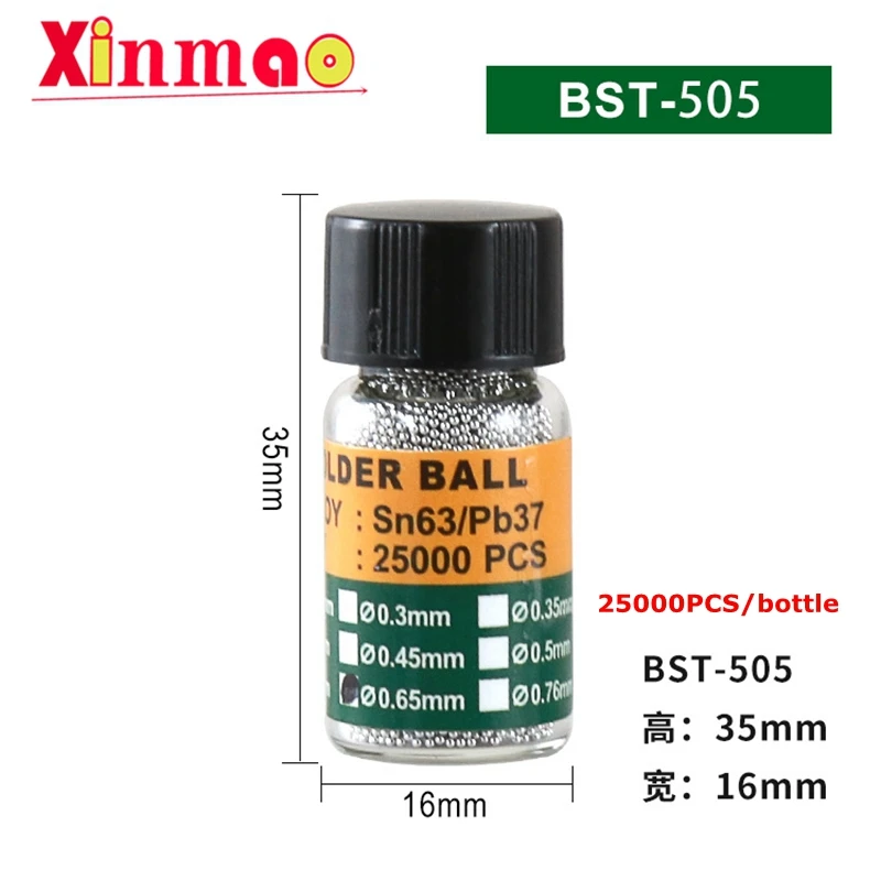 25000pcs/bottle 0.2-0.65mm BGA Reballing Balls Leaded For IC Chip Soldering Accessories Solder Ball Tin Material BST-505