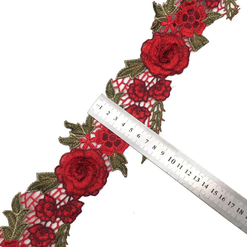 1 Yards Beautiful Red Lace Flower Ribbon Sewing Craft Lace Trim