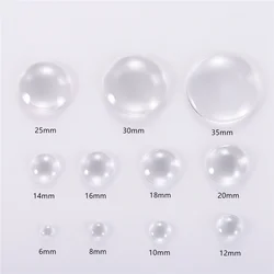 Round Flat Back Glass Cabochon 10mm 12mm 16mm 20mm 25mm 30mm 40m Transparent Clear Hemisphere Cabochon Cameo Diy Jewelry Making