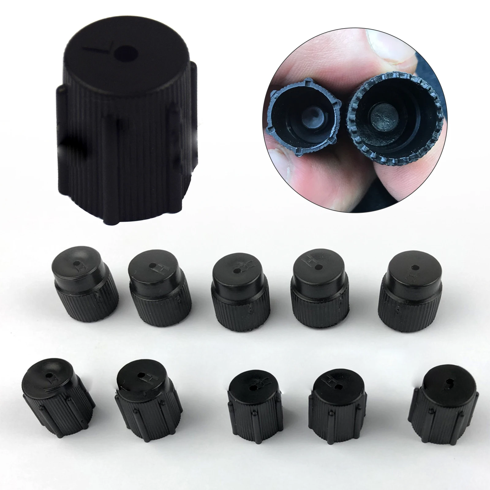 10PCS 13/16mm R134a R12 Car Air Conditioning Service AC Charging Port Valve Dust Caps 5 High-pressure Low-pressure AC Valve Caps