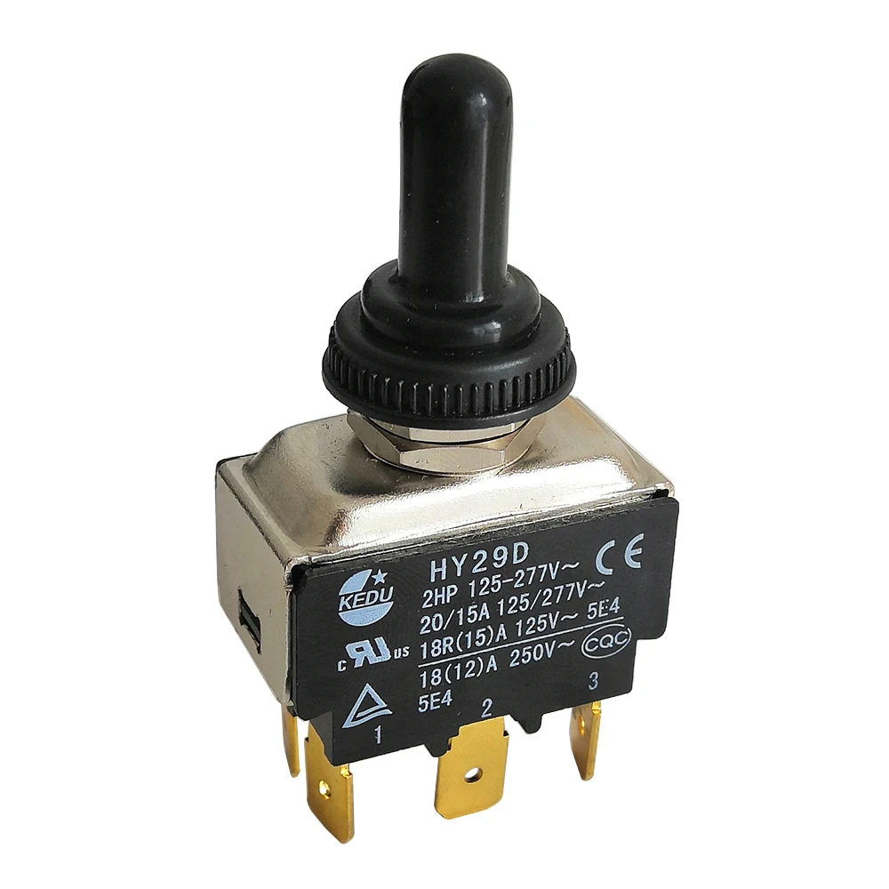 DPDT Toggle Switches with Sheath for Electrical Equipment KEDU HY29D 6 Pins Tab M3.5 Screw